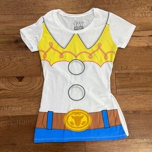 Disney Toy Story Women's Short Sleeve Tee - White, Yellow, Blue, Brown